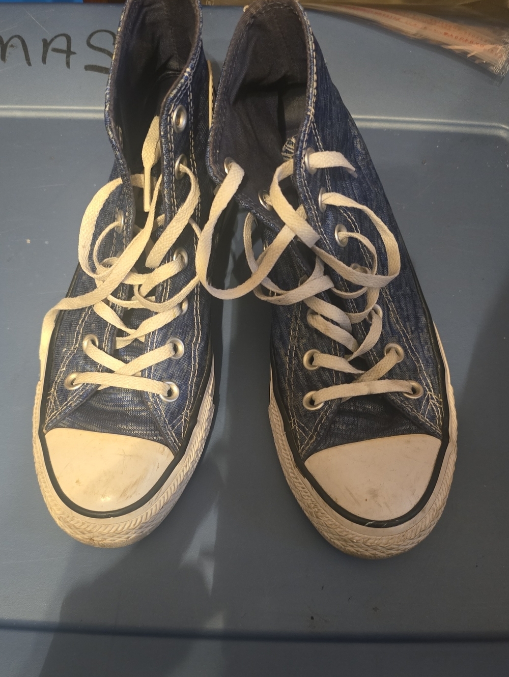 Classic High-Top Canvas Sneakers in Navy with White Accents
